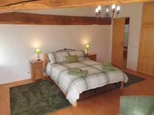 a bedroom with a bed and two night stands at Maison de l'olivier in Champniers-et-Reilhac