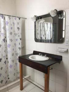 マル・デル・プラタにあるHotel Danteの洗面台とシャワーカーテン付きのバスルーム +42枚の写真