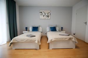 Postel nebo postele na pokoji v ubytování Gemütliche Monteurwohnung mit Terrasse + 16 fotografií