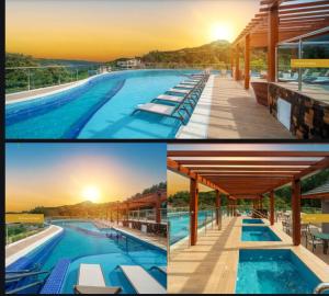 un collage di tre foto di una piscina di Laguetto Bianca a Gramado