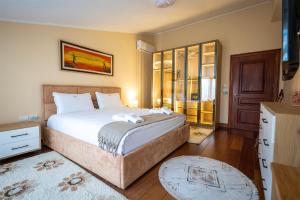 Ένα ή περισσότερα κρεβάτια σε δωμάτιο στο PrimeStay Tirana Penthouse
