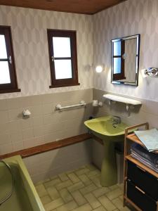 a bathroom with a green sink and a tub at Refuge des cimes in Xonrupt-Longemer +22 photos
