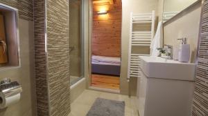 a bathroom with a toilet and a sink and a shower at Wolf House in Korenica +39 photos