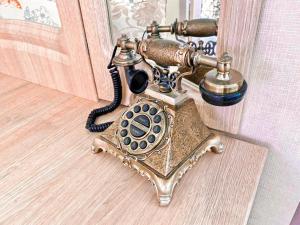 an old fashioned phone is attached to a door at ApartPoltava Елегантна ДВОКІМНАТНА студія з панорамою на театр Гоголя, ЦУМ, Фіскальний ЧЕК in Poltava