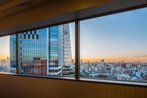 a view of a city skyline from a window at Richmond Hotel Premier Tokyo Schole in Tokyo
