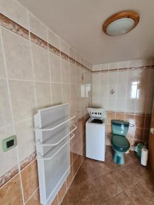 ein Badezimmer mit grünem WC und Waschbecken in der Unterkunft la maison bleue in Sainte-Marie-aux-Mines + 15 Fotos