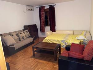 a living room with a couch and a bed at Filip apartment in Podgorica