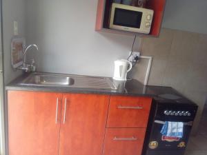 a kitchen with a sink and a microwave at Simekhona Guest House in Aangewysd +15 photos