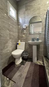 a bathroom with a toilet and a sink at Мотель Ріта in Berehove +68 photos