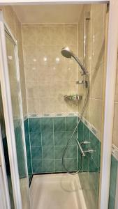 a shower with a shower head in a bathroom at Piccolino Hyde Park Hotel in London