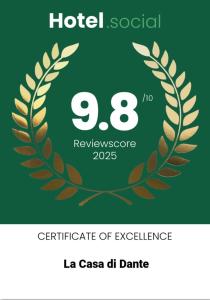 Certifikát, ocenenie alebo iný dokument vystavený v ubytovaní La casa di Dante