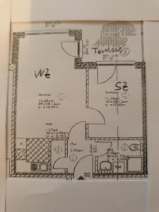 un plano de una casa en blanco y negro en Whg-2- Bella Casa, en Baabe