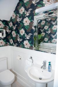 a bathroom with a toilet and a sink at Luxury 3 bed town house Dog friendly in Donegal