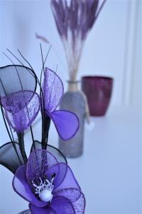 a purple flower in a vase with other vases at Auszeitoase in Olsberg +17 photos