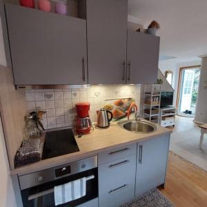 a kitchen with a sink and a counter top at "NordWest" Ferienwohnung in Prerow +17 photos