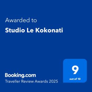 Certifikát, ocenenie alebo iný dokument vystavený v ubytovaní Studio Le Kokonati