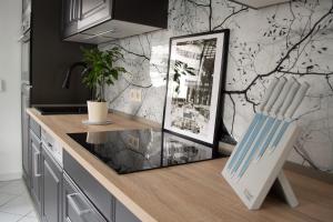 Kuchyň nebo kuchyňský kout v ubytování Ferienwohnung Kurz "Weinbergblick"