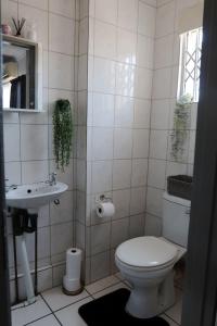 ein Badezimmer mit Toilette und Waschbecken in der Unterkunft Opal's Rest in Nelspruit