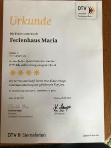 Certifikát, hodnocení, plakát nebo jiný dokument vystavený v ubytování Ferienhaus "Maria"
