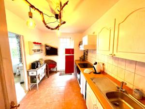 Η κουζίνα ή μικρή κουζίνα στο romantische Ferienwohnung Sachsenhof 3