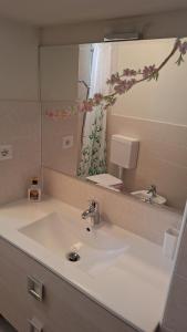 un baño con lavabo y espejo en Casa San Martino, en Teglio 43 fotos más