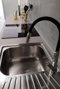 a sink in a kitchen with a faucet at Appartamento Mare Verde Bambù in Martinsicuro