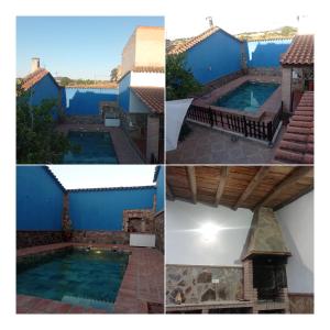 a collage of photos of a house with a swimming pool at La Traviesa Casa Rural in Aljucén