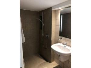 a bathroom with a shower and a sink at Apartment Grünsberg Comfortable holiday residence in Grünsberg