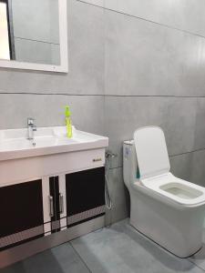 un bagno con un water e un lavandino di Captain's Castle a Pallipuram