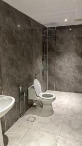 a bathroom with a toilet and a sink at واحة العلا 2 in AlUla