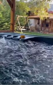 a pool full of water with a swing at Guest House Kalina in Sapareva Banya