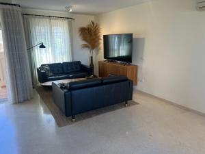 een woonkamer met een bank en een flatscreen-tv bij Paraiso Ocean View in Palm-mar +23 foto's