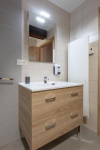 un baño con lavabo y espejo en LE RHENANUS Martin Bucer - grand appartement au calme - centre ville - parking gratuit, en Sélestat
