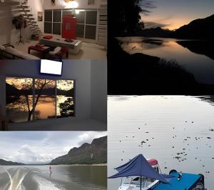 un collage de fotos con vistas a un lago en Magical Lake Cabin - Ski Shack, en Camacorinto 12 fotos más