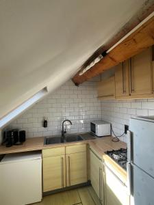 una cucina con lavello e fornello di European District Apartment Thirteen a Bruxelles Altre 4 foto