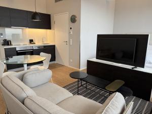 Η κουζίνα ή μικρή κουζίνα στο Modern City Apartment with Stunning Vienna Skyline Views
