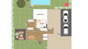 planta de una casa con coche en Sohana House Rust I Lifestyle Apartments, en Rust