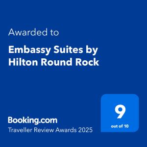 Certifikát, hodnocení, plakát nebo jiný dokument vystavený v ubytování Embassy Suites by Hilton Round Rock