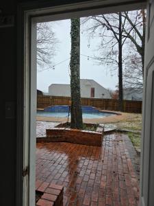 a door leading into a yard with a tree at Modern Vast Southern Home with Pool Near Shops in Memphis