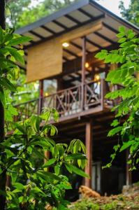 Casa de madera grande con balcón en Skygazer, en Ella