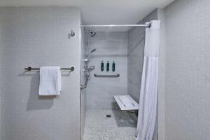 查茨沃斯DoubleTree by Hilton Chatsworth的带淋浴和浴帘的浴室