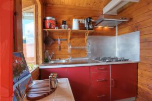Eldhús eða eldhúskrókur á Ti kaz bourbon vanille - Vue montagne jacuzzi +4 myndir