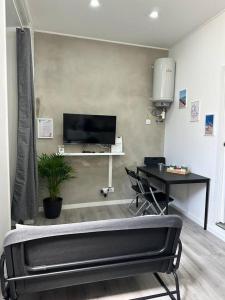 Μια τηλεόραση ή/και κέντρο ψυχαγωγίας στο 1 BedFlat 150 metros from beach