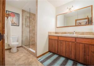 a bathroom with a sink and a toilet and a mirror at Bray House - Ski-in Ski-out family home in Teton Village +41 photos