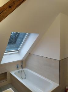 Bilik mandi di Helle Dachgeschoßwohnung am Weinberg-Campus