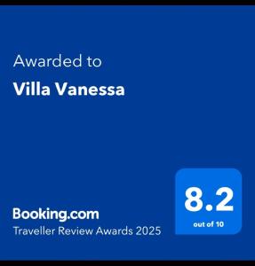 Certifikát, hodnocení, plakát nebo jiný dokument vystavený v ubytování Villa Vanessa