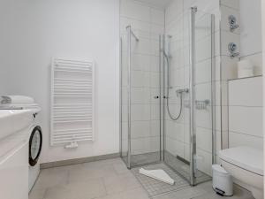 ein Badezimmer mit Dusche, Toilette und Waschbecken in der Unterkunft Bernsteinquartier BQ 0558 - Eichenkrone in Ostseebad Kölpinsee + 15 Fotos