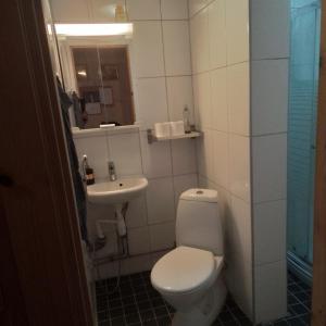 a bathroom with a toilet and a sink at Perniön majoitus Huoneisto a4 in Perniö