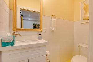 een badkamer met een wastafel en een spiegel en een toilet bij Sunshine State at Custom House Inn in Key West