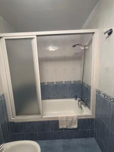 a bathroom with a shower and a bath tub at Galiciaguesthome Montero Rios 7 Bueu in Bueu +9 photos